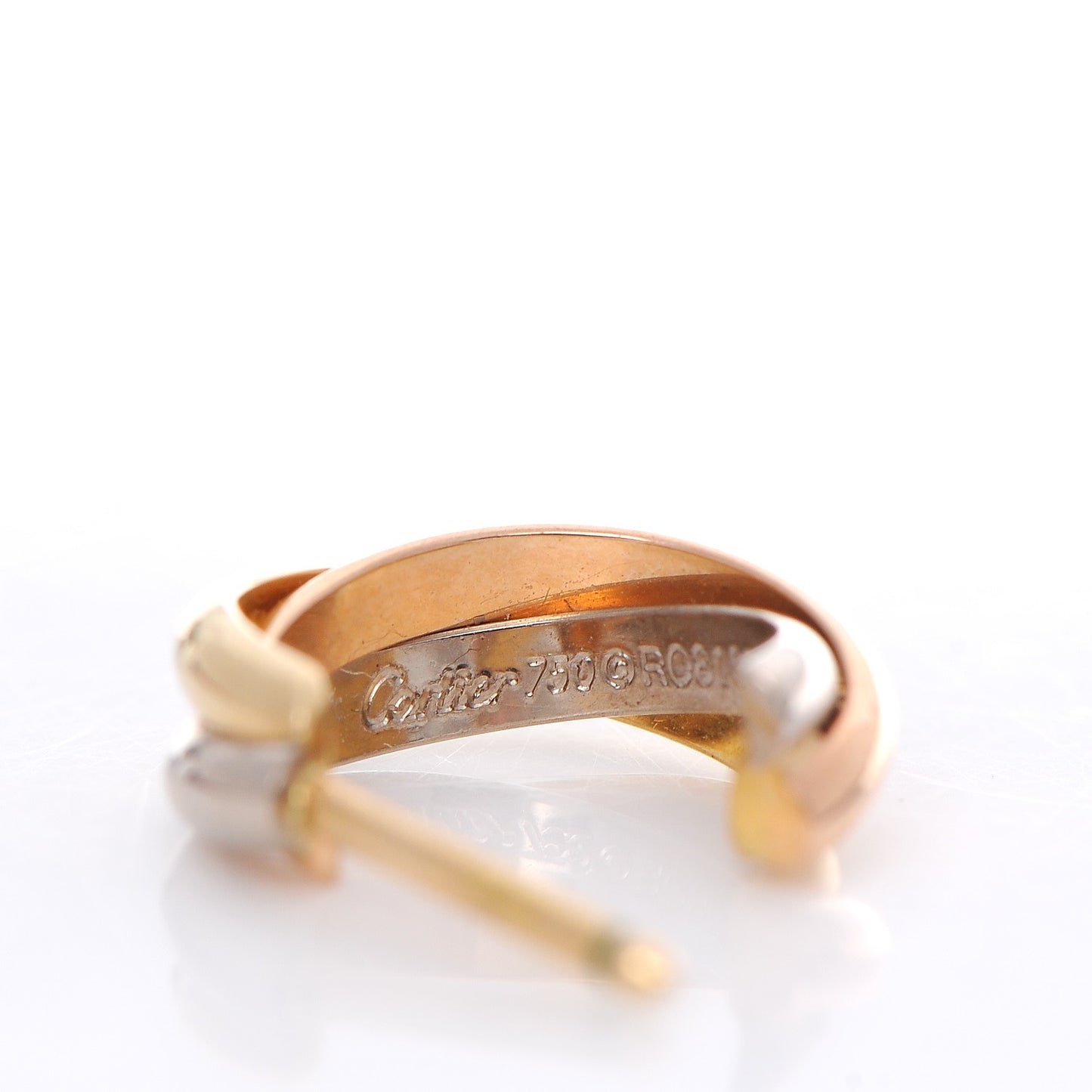 18K Pink Yellow White Gold 13mm Trinity Hoop Earrings
