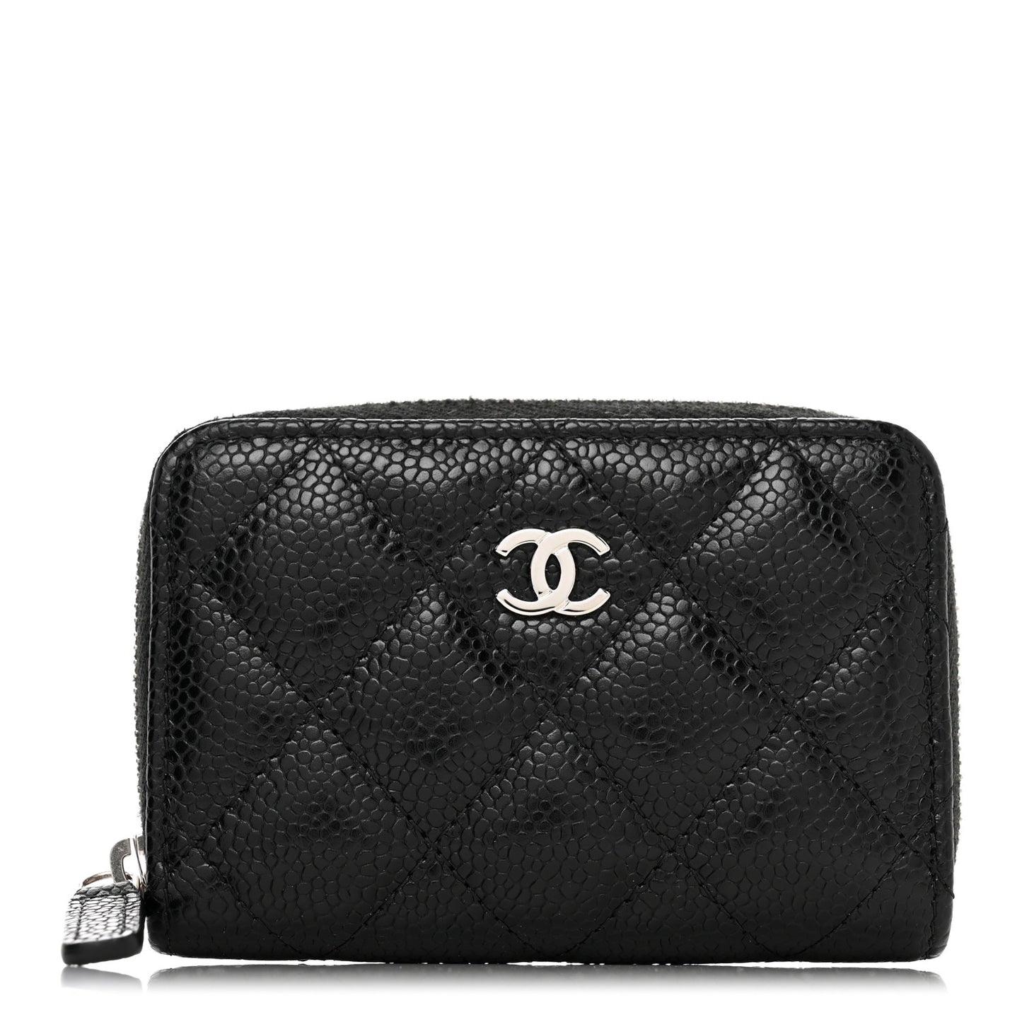Caviar Quilted Zip Coin Purse Black