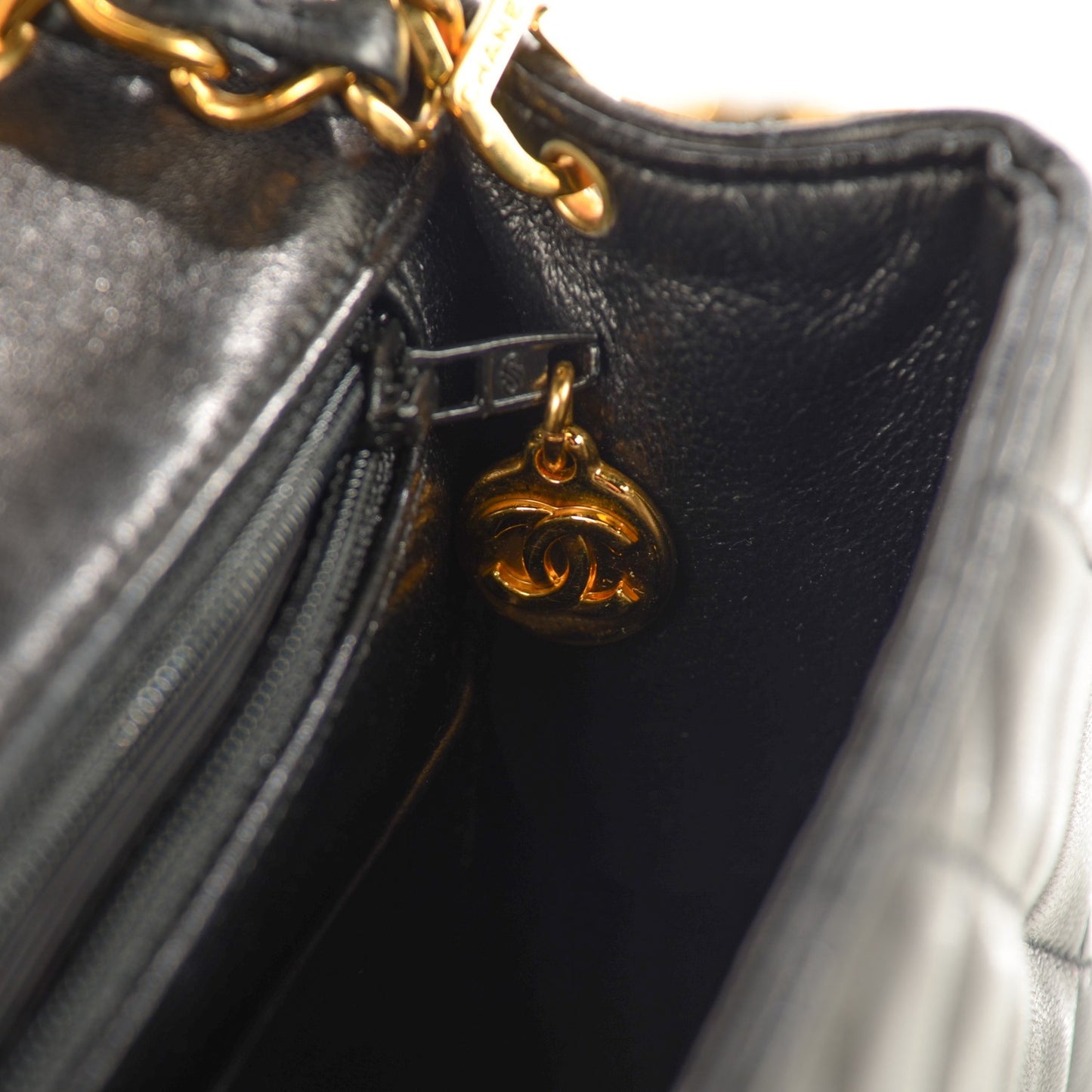 Lambskin Quilted Mini Square Flap Black