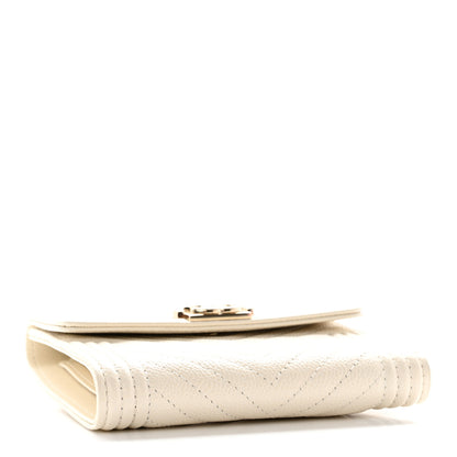 Chanel Caviar Chevron Quilted Boy Compact Wallet White 4 of 10