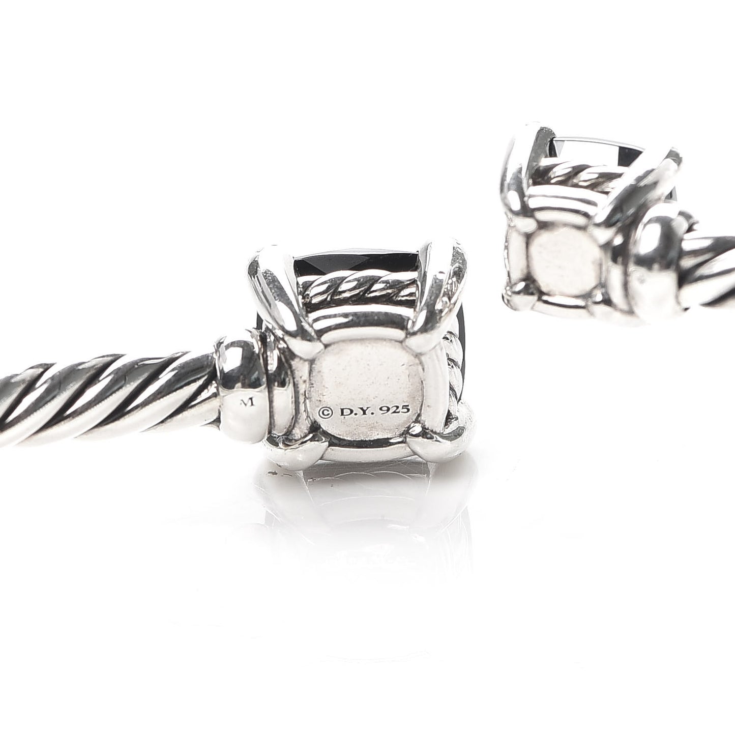 Sterling Silver Diamond Black Onyx Hematite 4mm Chatelaine Bypass Bracelet