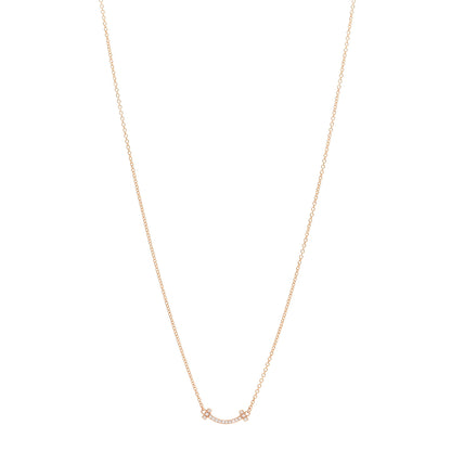 Tiffany 18K Rose Gold Diamond Mini T Smile Pendant Necklace 1 of 6