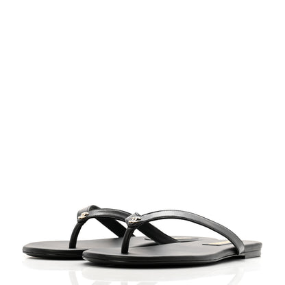 Chanel Shiny Lambskin Crystal CC Thong Sandals 40.5 Black 4 of 10