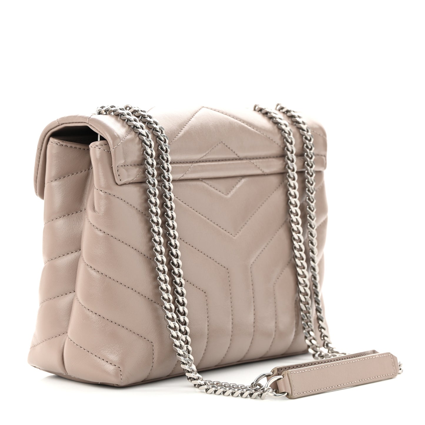 Calfskin Y Quilted Monogram Small Loulou Chain Satchel Dark Beige