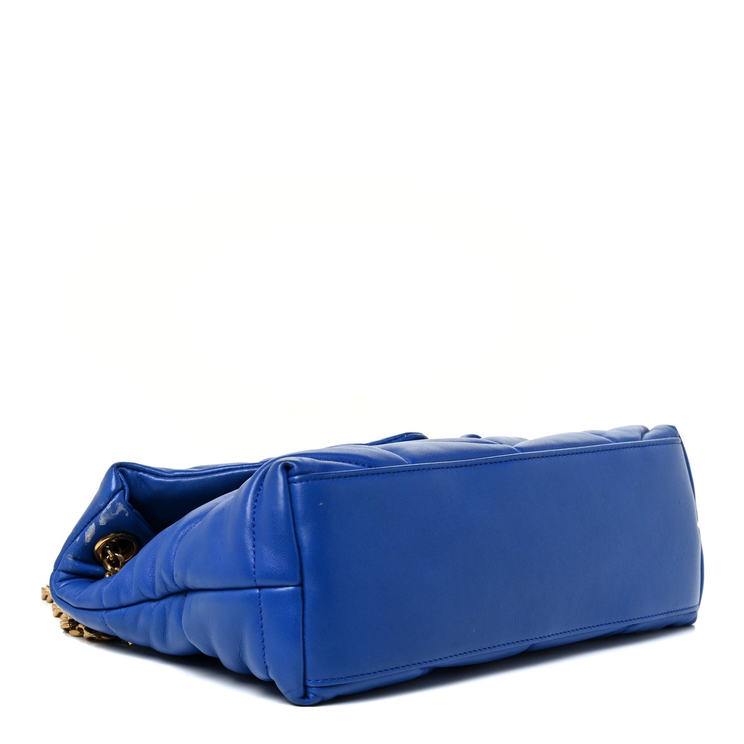 Lambskin Quilted Small Loulou Puffer Monogram Chain Satchel Majorele Blue