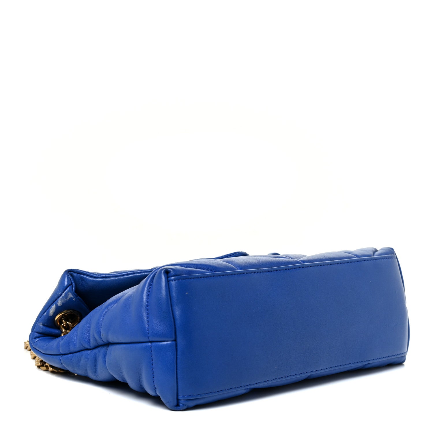 Saint Laurent Lambskin Quilted Small Loulou Puffer Monogram Chain Satchel Majorele Blue 4 of 19