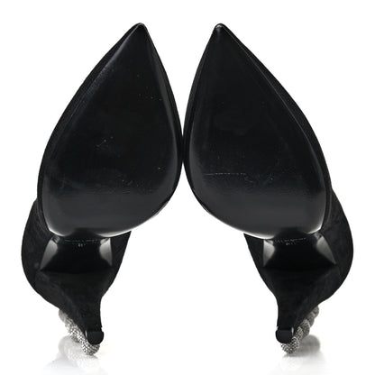 Saint Laurent Suede Calfskin Crystal Pumps 39 Black 5 of 8