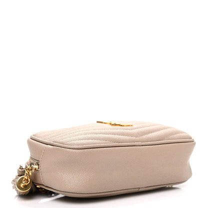 Saint Laurent Grain De Poudre Matelasse Monogram Mini Lou Camera Bag Dark Beige 4 of 12