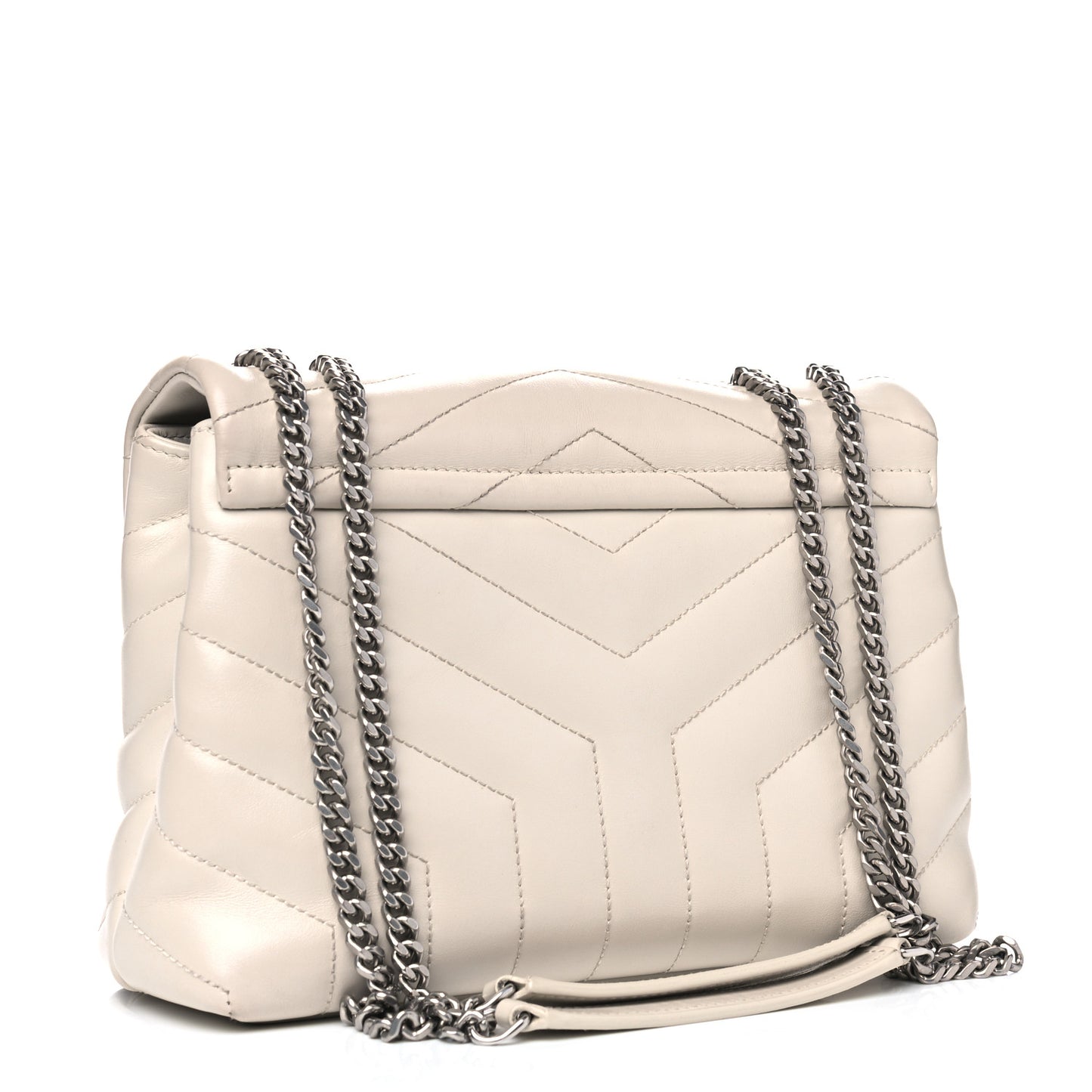 Calfskin Y Quilted Monogram Small Loulou Chain Satchel Blanc Vintage