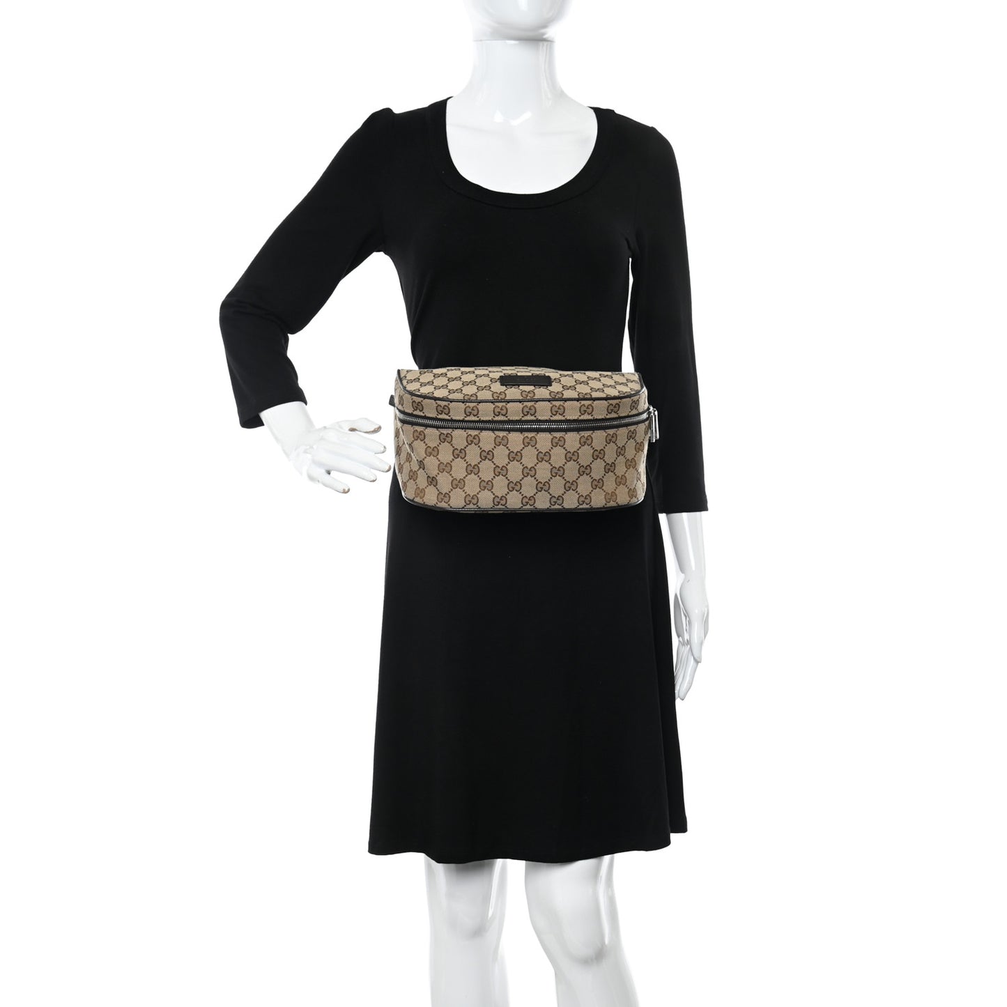 Monogram Dollar Calfskin Waist Pouch Beige Ebony Testa di Moro Marrone Scuro