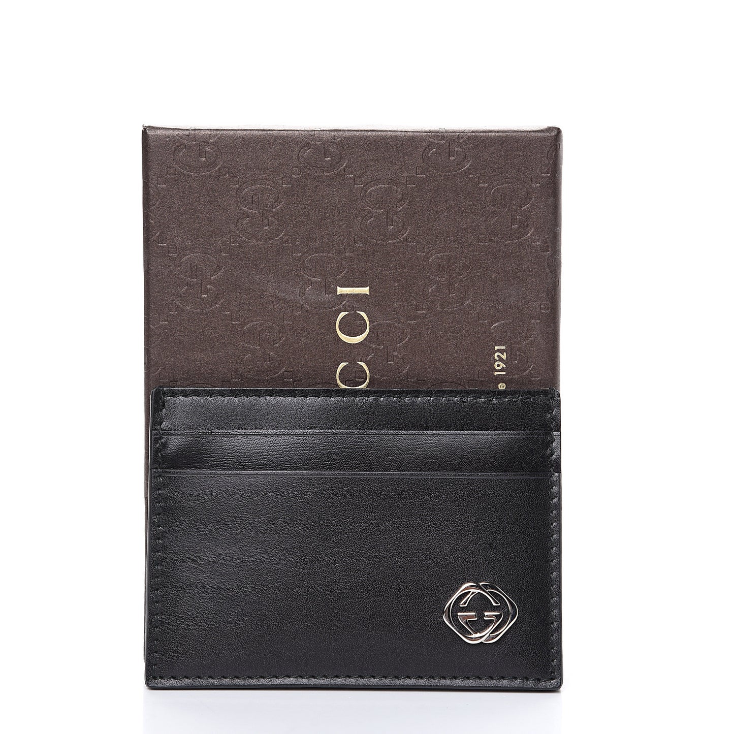 Calfskin GG Card Holder Black
