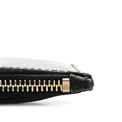 Saint Laurent Grain De Poudre Matelasse Chevron Monogram Fragments Zippered Card Case Black 10 of 11
