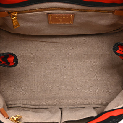 Prada Canapa Striped Tote Arancio 5 of 10