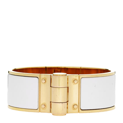 Hermes Enamel Charniere Uni Wide Hinged Bracelet S White 1 of 4