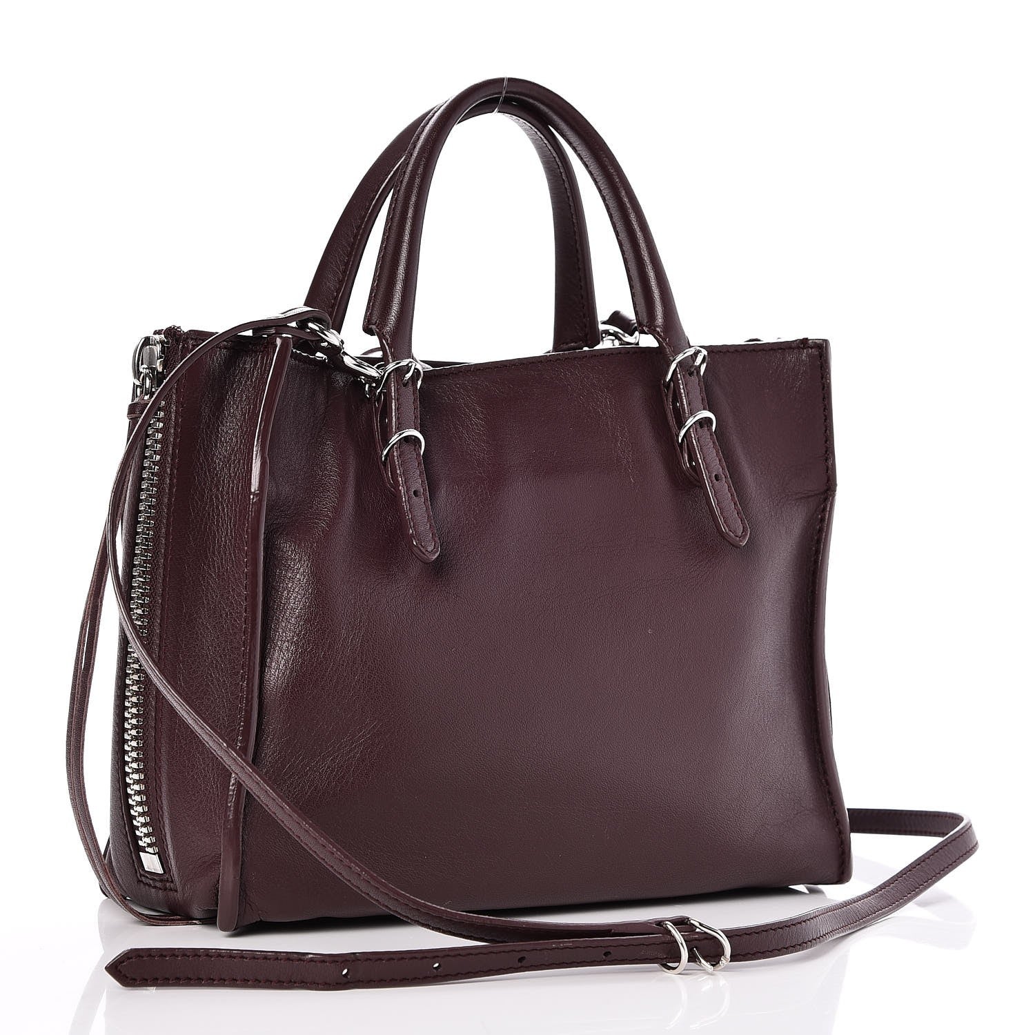Balenciaga Calfskin Papier Mini A4 Zip Around Tote Rouge Aubergine 4 of 8