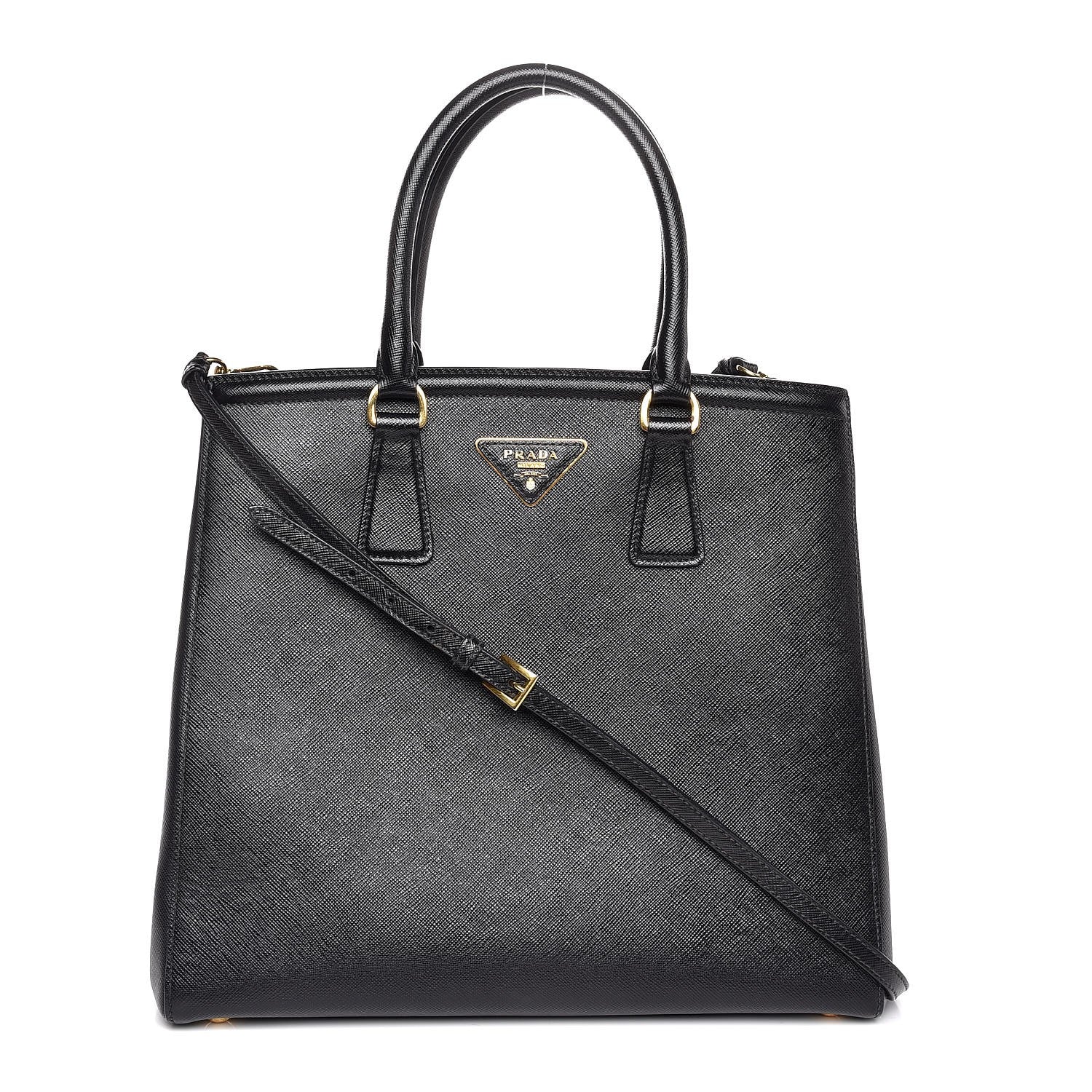 Prada Saffiano Lux Small Parabole Tote Black 1 of 8