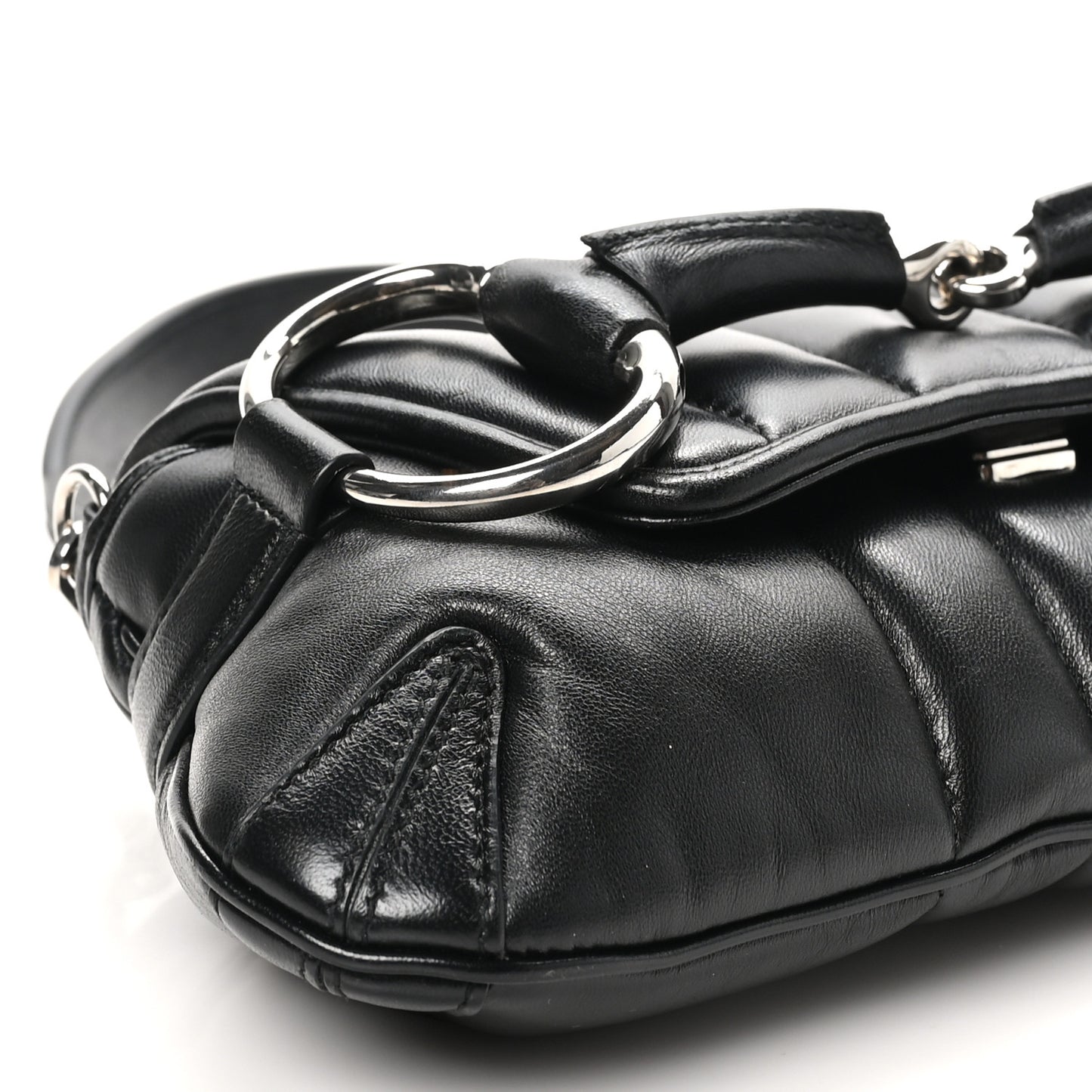 Nappa Vertical Matelasse Small Maxi Horsebit Chain Shoulder Bag Black