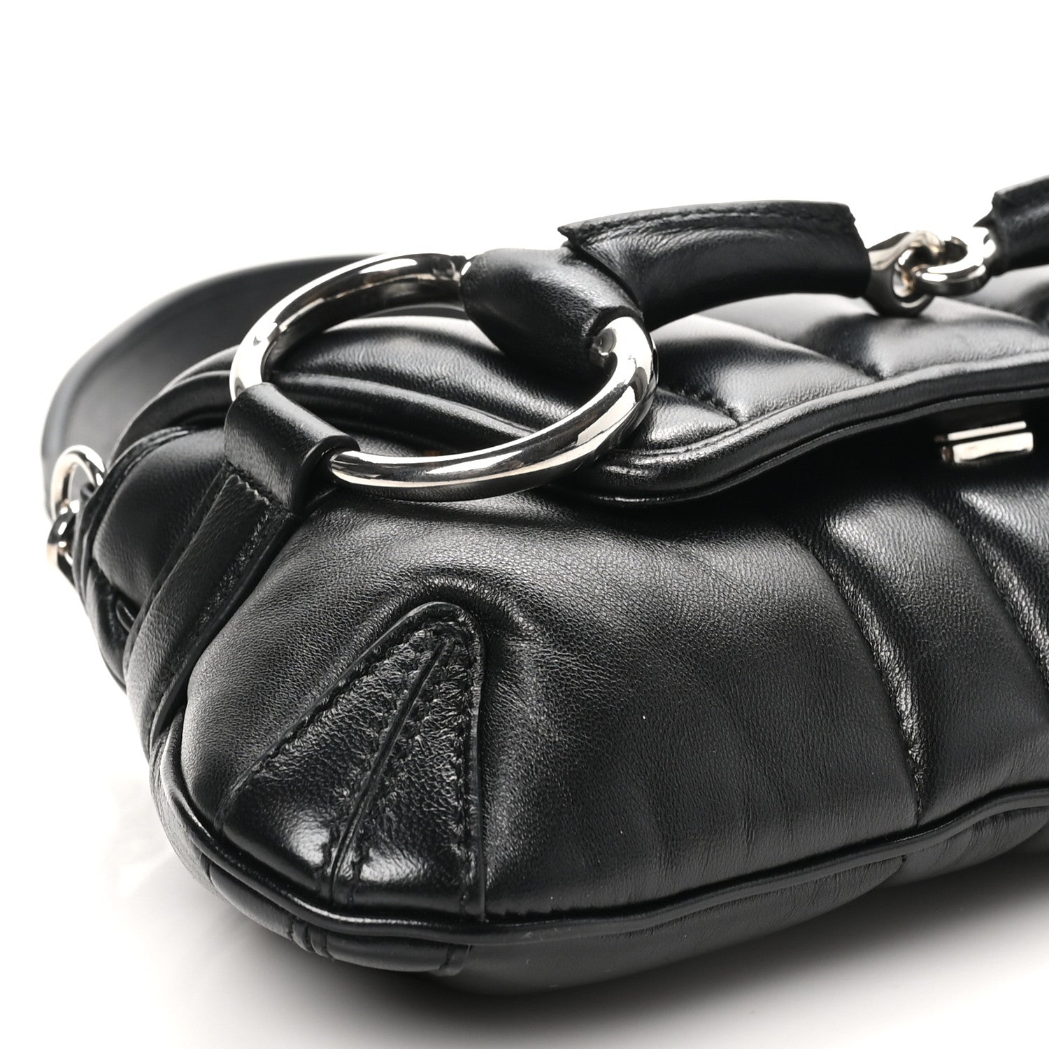 Gucci Nappa Vertical Matelasse Small Maxi Horsebit Chain Shoulder Bag Black 9 of 10