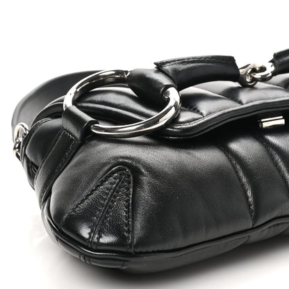 Gucci Nappa Vertical Matelasse Small Maxi Horsebit Chain Shoulder Bag Black 9 of 10