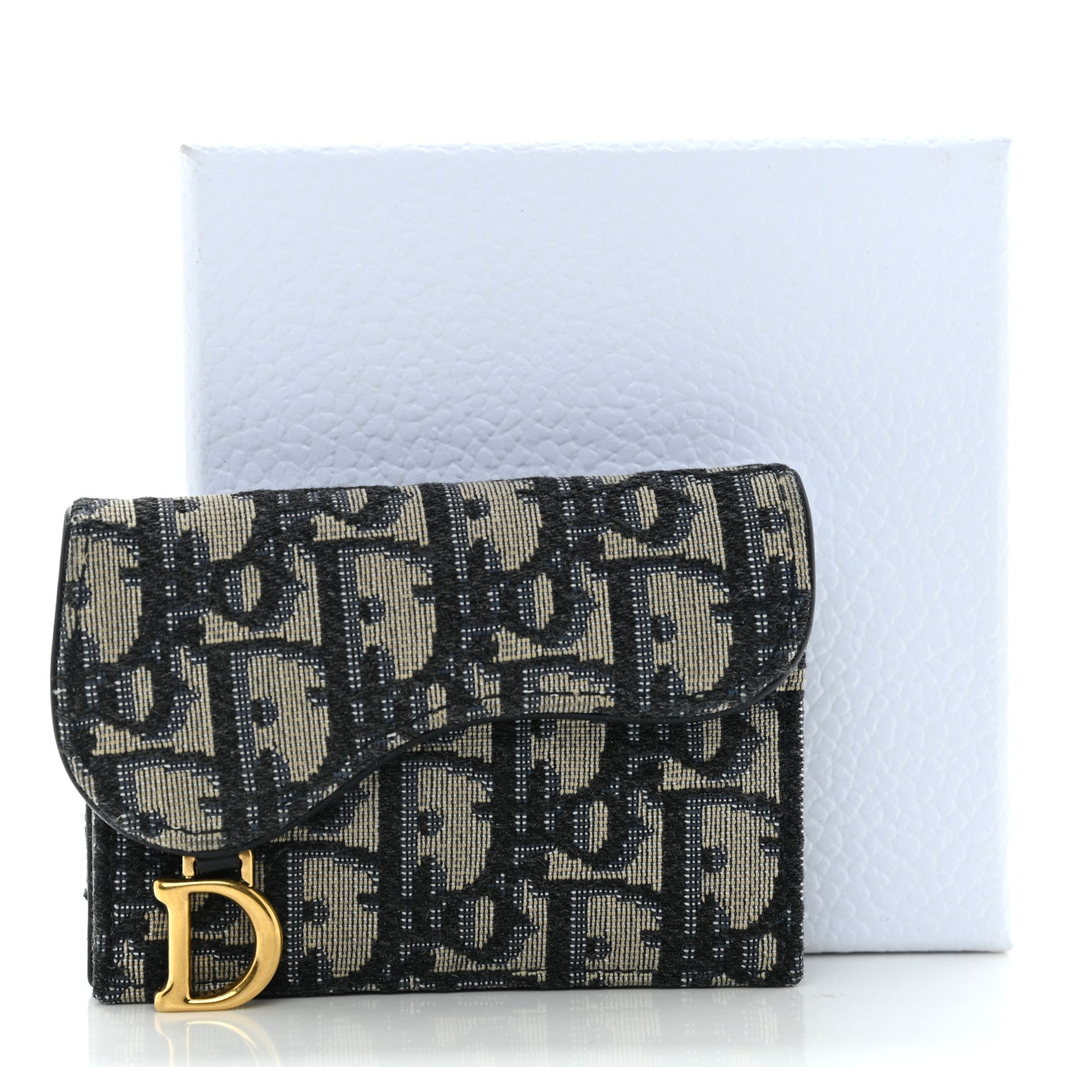 Christian Dior Oblique Saddle Card Holder Blue 8 of 8