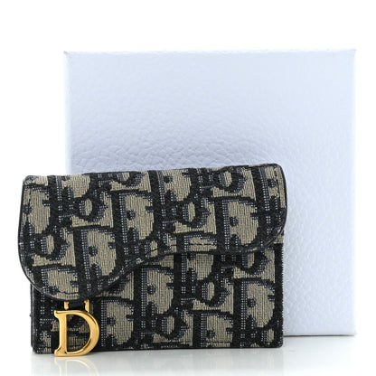 Christian Dior Oblique Saddle Card Holder Blue 8 of 8