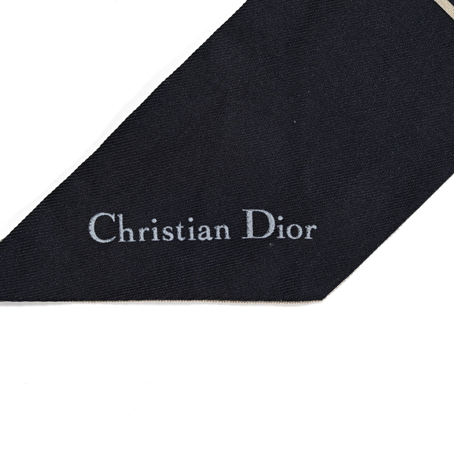 Christian Dior Silk Oblique Mitzah Scarf Blue 2 of 6