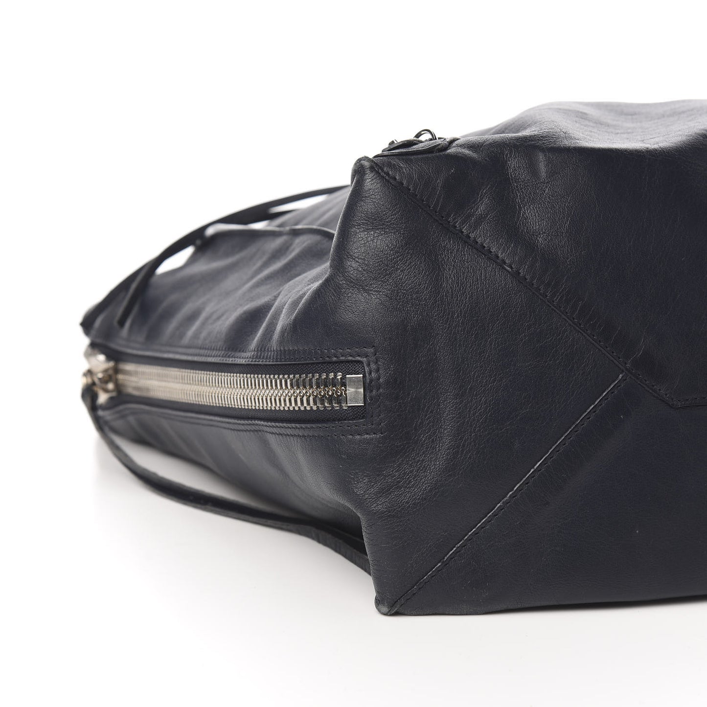 Veau Papier A4 Zip Around Tote Bleu Nuit