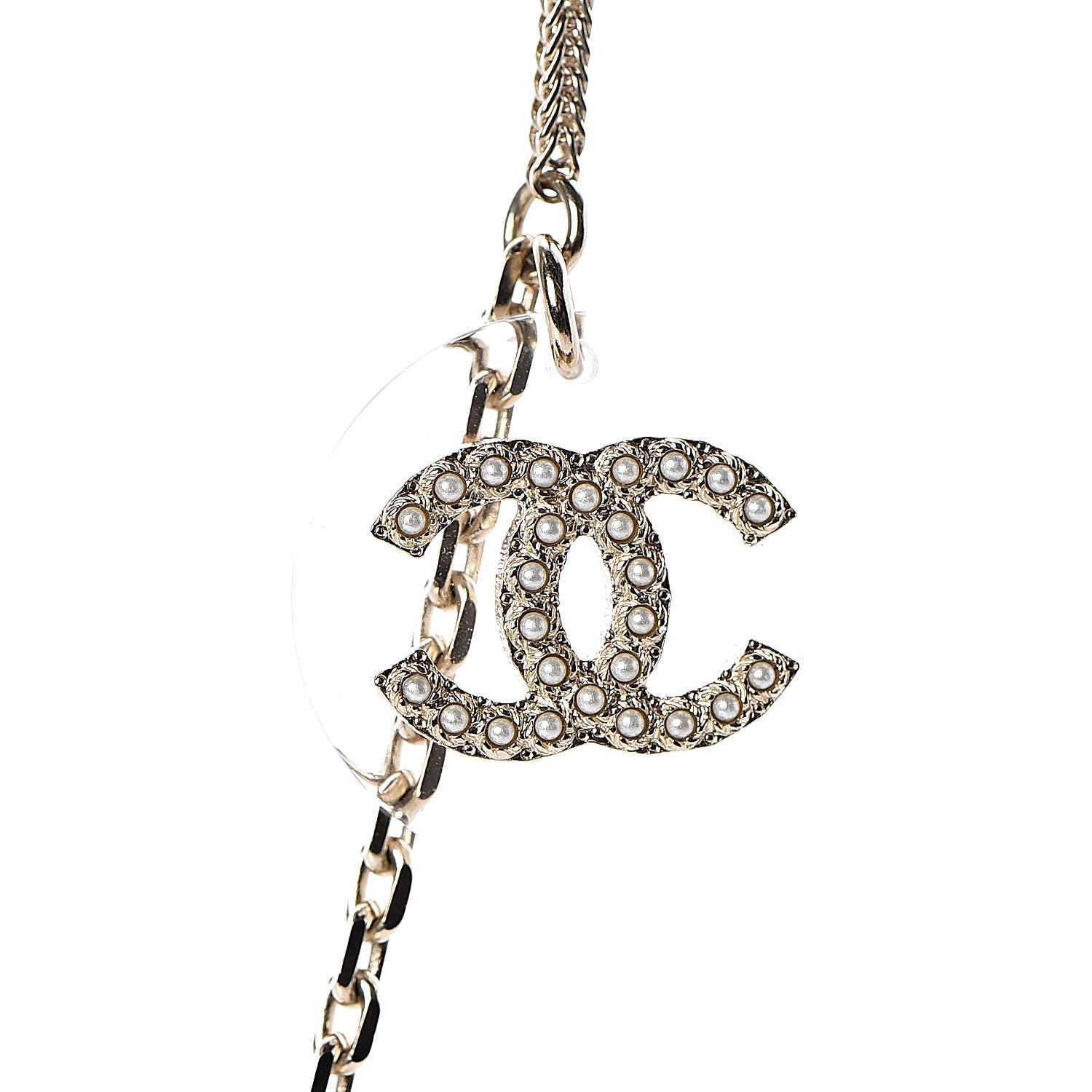 Chanel Crystal Resin Camellia CC Necklace Gold 6 of 9
