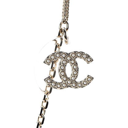 Chanel Crystal Resin Camellia CC Necklace Gold 6 of 9