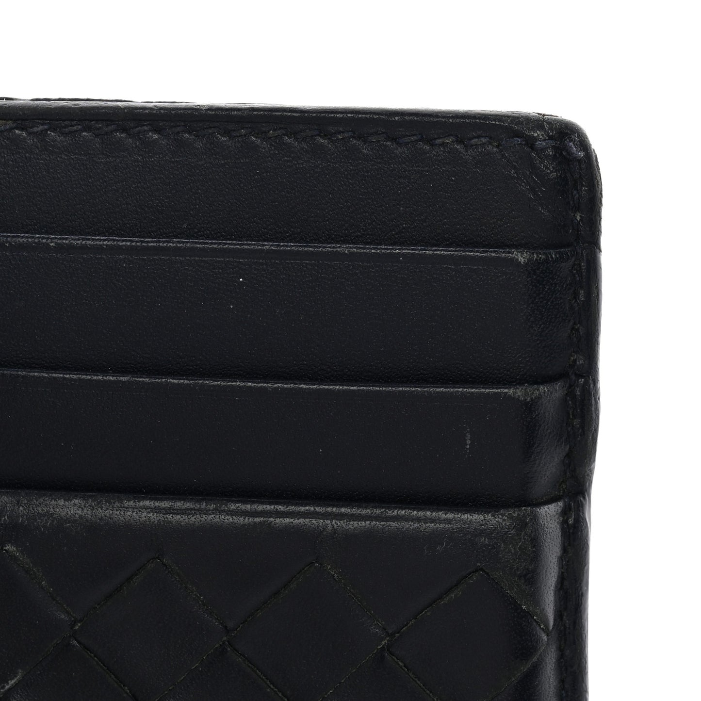Nappa Intrecciato Card Holder Deep Blue