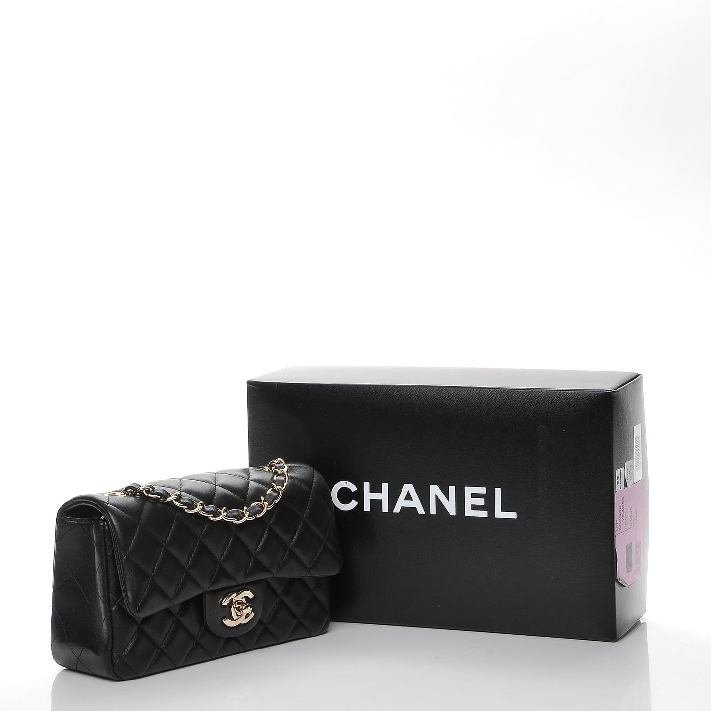 Lambskin Quilted Mini Rectangular Flap Black