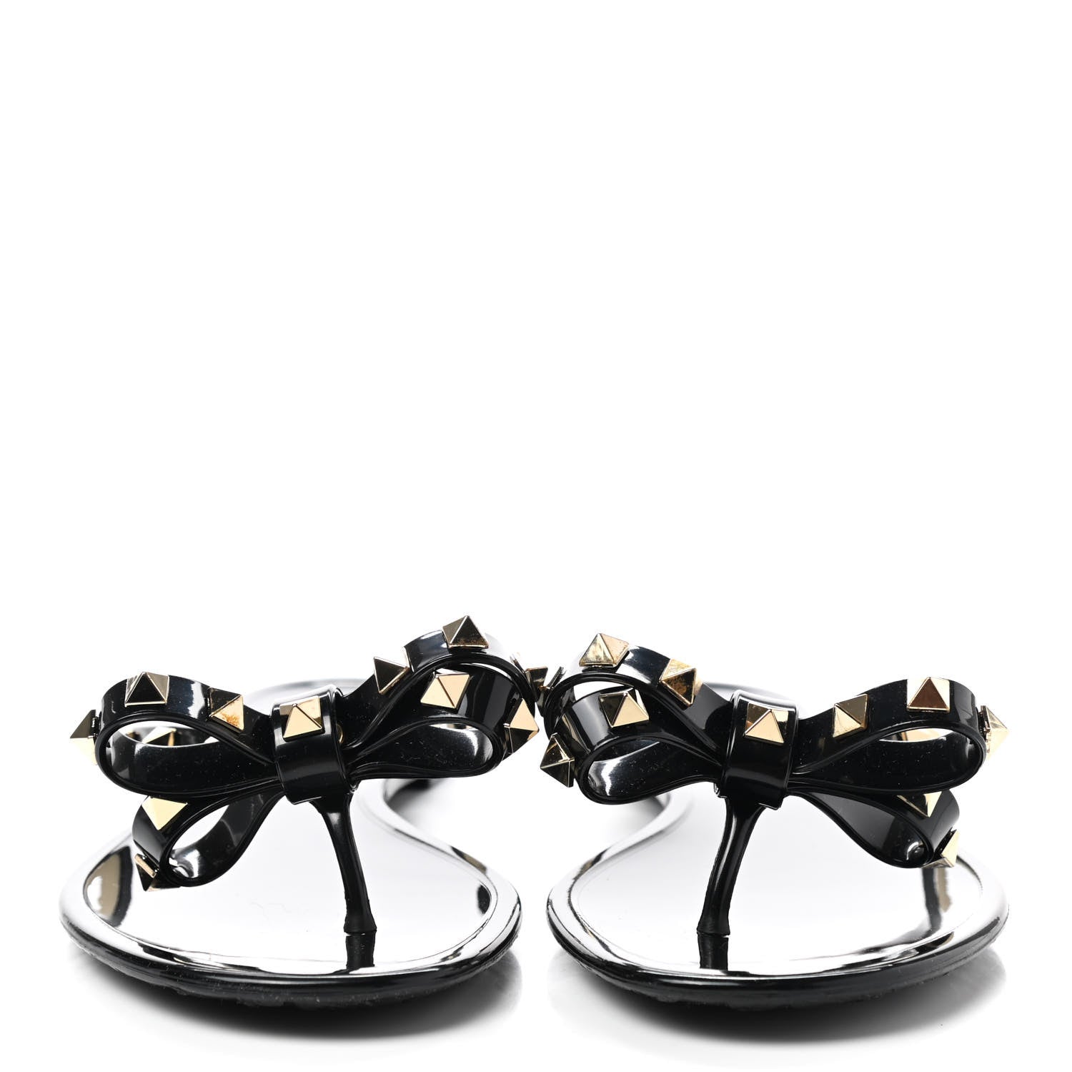 Valentino Garavani PVC Jelly Rockstud Bow Thong Sandals 37 Black 2 of 7