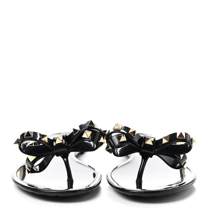 Valentino Garavani PVC Jelly Rockstud Bow Thong Sandals 37 Black 2 of 7