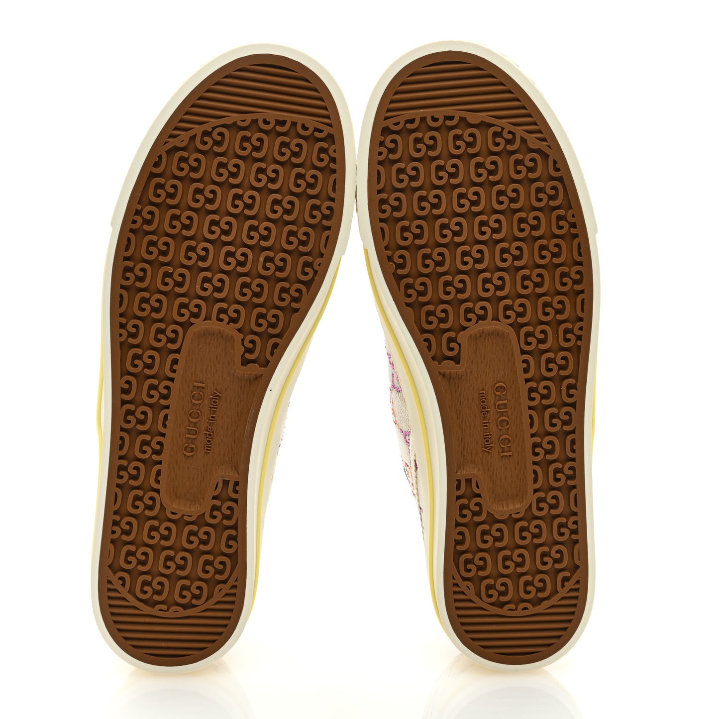 Canvas Lame Crystal GG Monogram Womens 1977 Tennis Sneakers 39.5 Gardenia Silver Mystic White