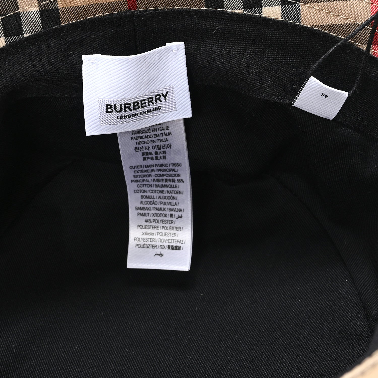 Burberry Technical Cotton Vintage Check Bucket Hat L Archive Beige 8 of 8