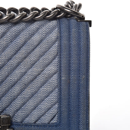 Chanel Denim Chevron Small Boy Flap Light Blue 8 of 13