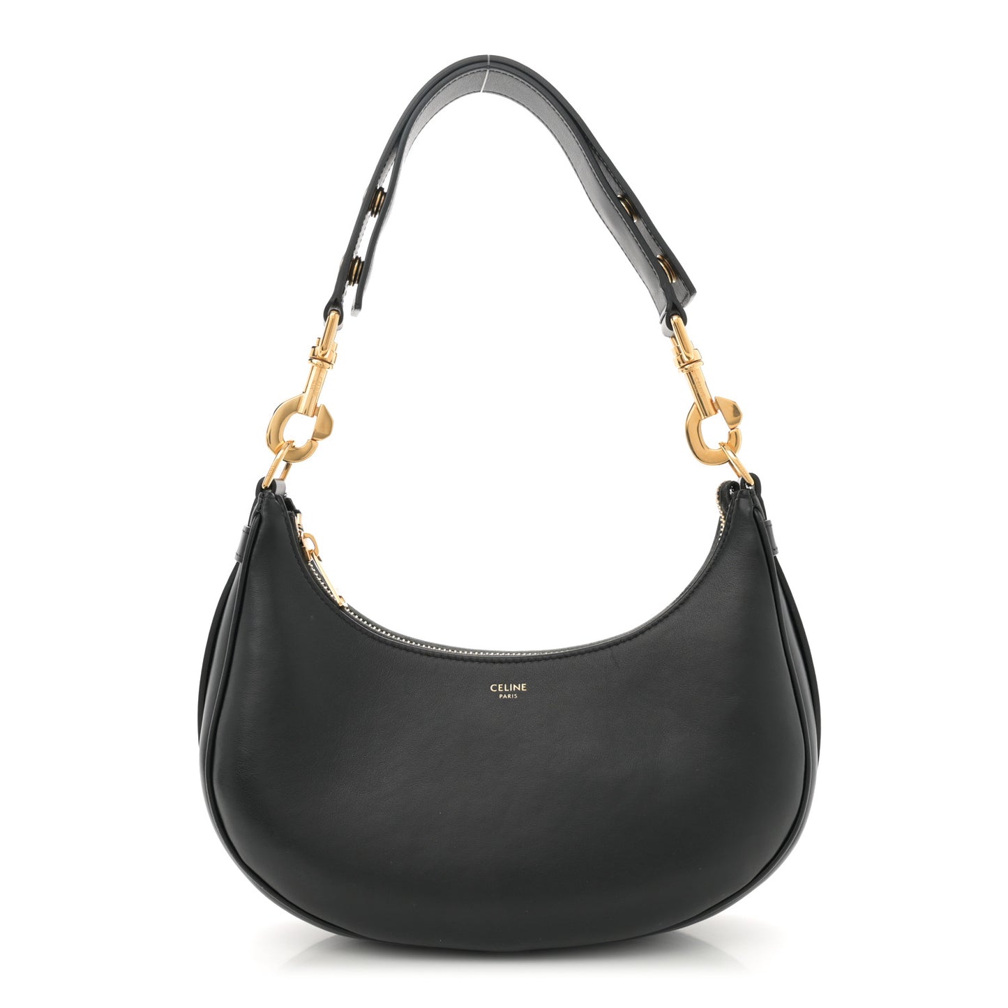 Smooth Calfskin Medium Strap Ava Shoulder Bag Black