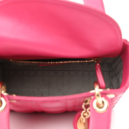 Christian Dior Lambskin Cannage Mini Lady Dior Fuchsia 4 of 15