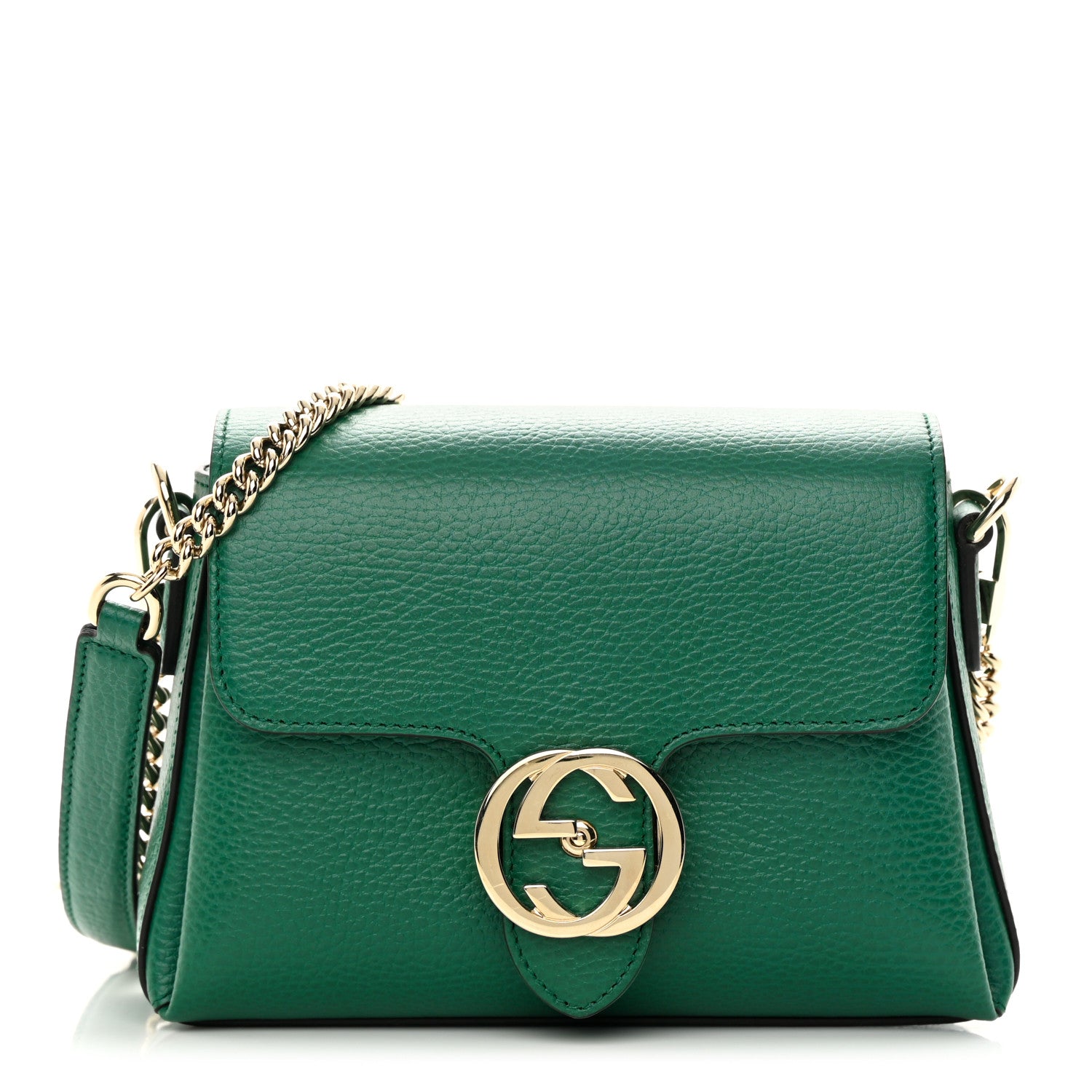 Gucci Dollar Calfskin Interlocking G Crossbody Bag Emerald 1 of 12