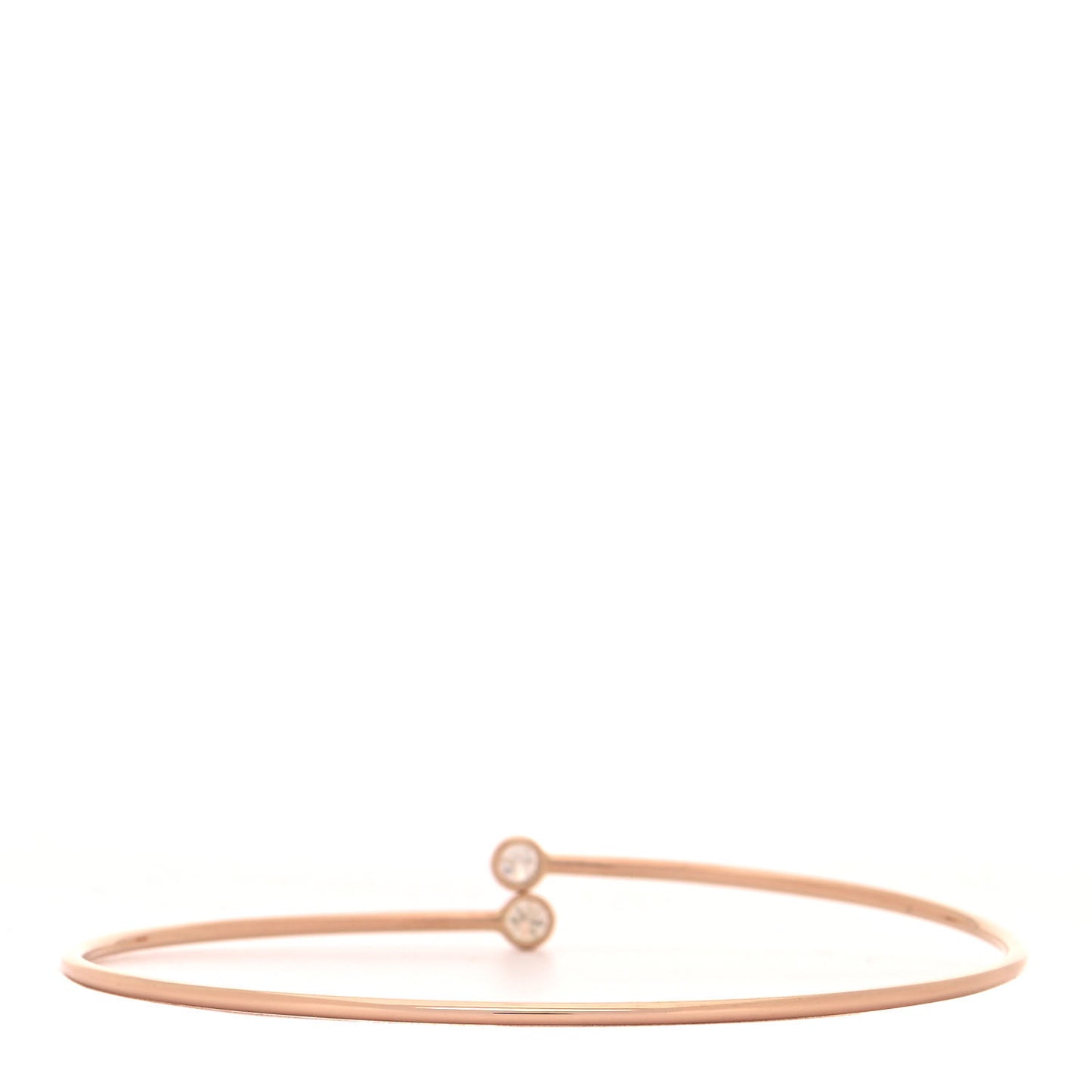 18K Rose Gold Diamond Elsa Peretti Hoop Single Row Bangle Bracelet