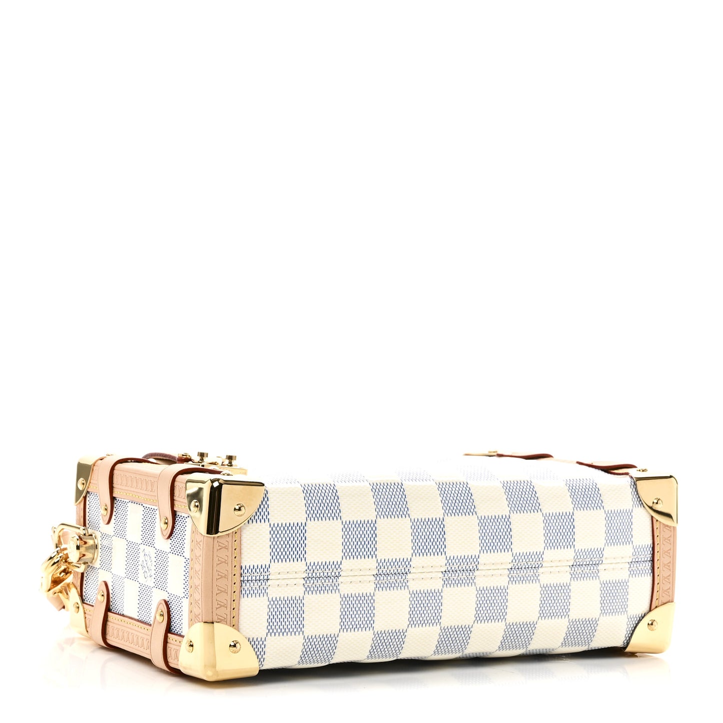 Damier Vernis Calfskin Side Trunk MM Celeste Blue