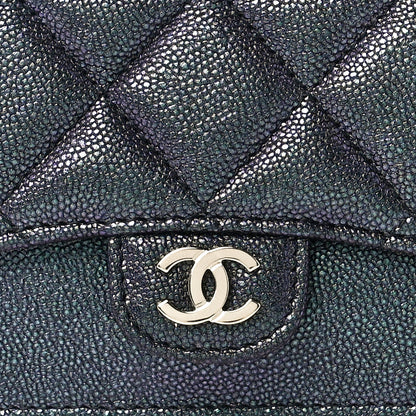 Chanel Iridescent Caviar Quilted Flap Zip Card Holder Black 9 of 13