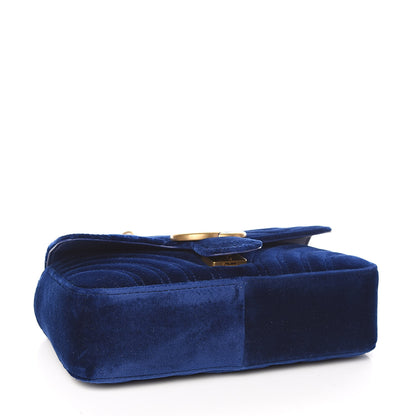 Gucci Velvet Matelasse Mini GG Marmont Shoulder Bag Cobalt Blue 4 of 10