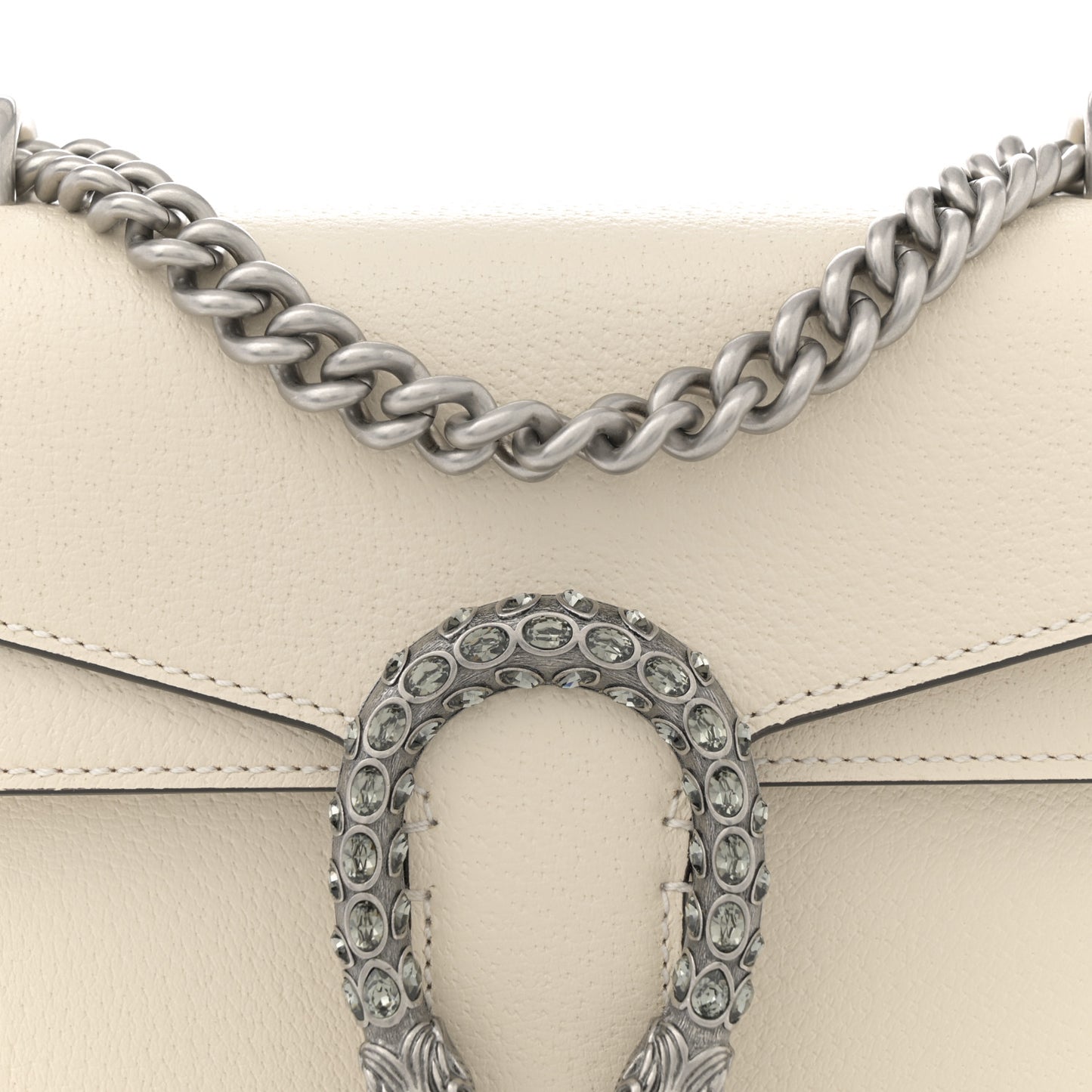 Textured Calfskin Crystal Mini Dionysus Shoulder Bag Mystic White