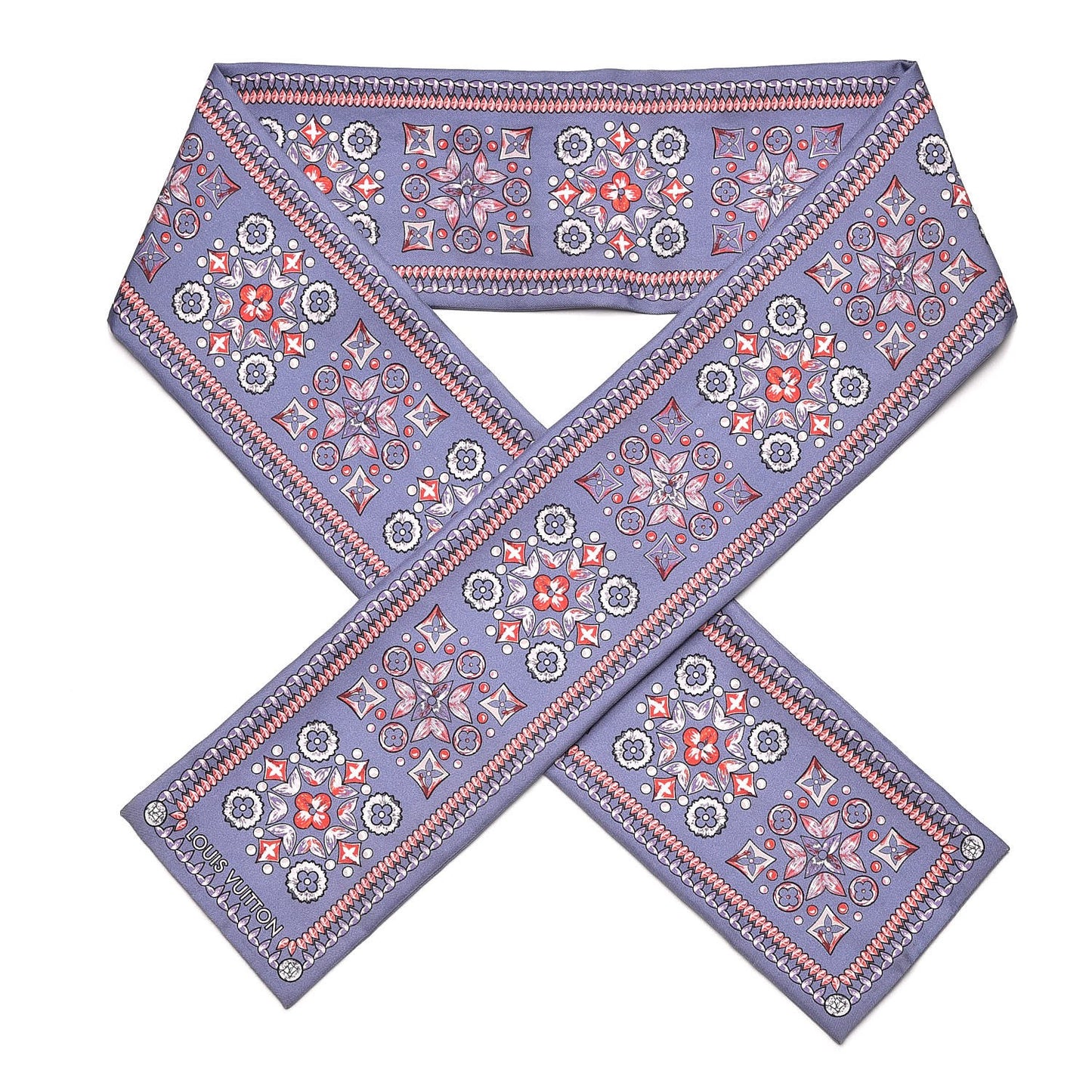 Silk Monogram Giant Lvrtual Flowers Bandeau Denim