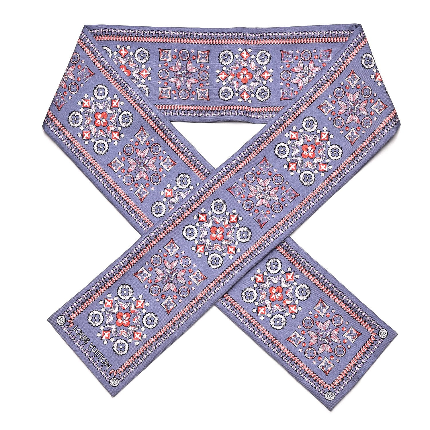 Louis Vuitton Silk Monogram Giant Lvrtual Flowers Bandeau Denim 1 of 3