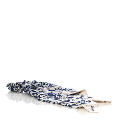 Chanel Silk Twill Hair Scarf Navy Blue White 3 of 5