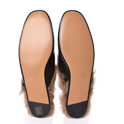 Gucci Goatskin Fur Web GG Mens Princetown Slippers 11 Black 5 of 8
