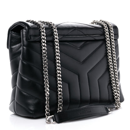 Saint Laurent Calfskin Y Quilted Monogram Small Loulou Chain Satchel Black 2 of 10