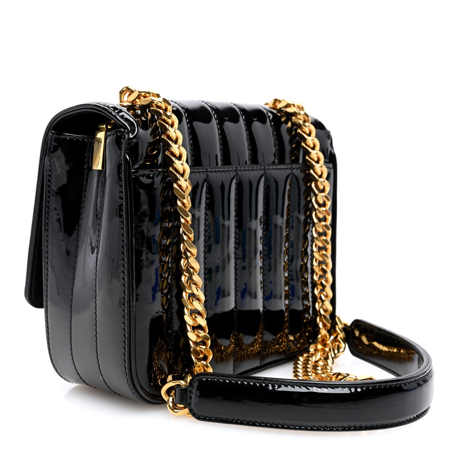 Saint Laurent Patent Calfskin Matelasse Monogram Small Vicky Chain Bag Black 3 of 9